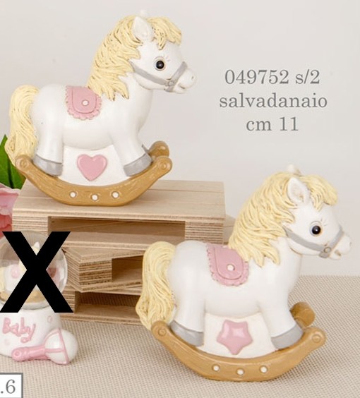 Salvadanaio cavallo a dondolo rosa 049752